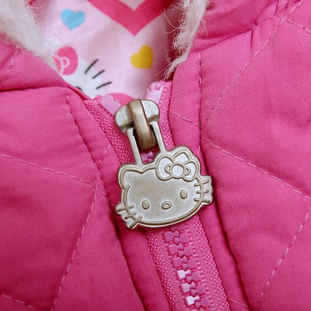 Hello Kitty by Sanrio Girls Quilted Fur Hooded Jacket‎